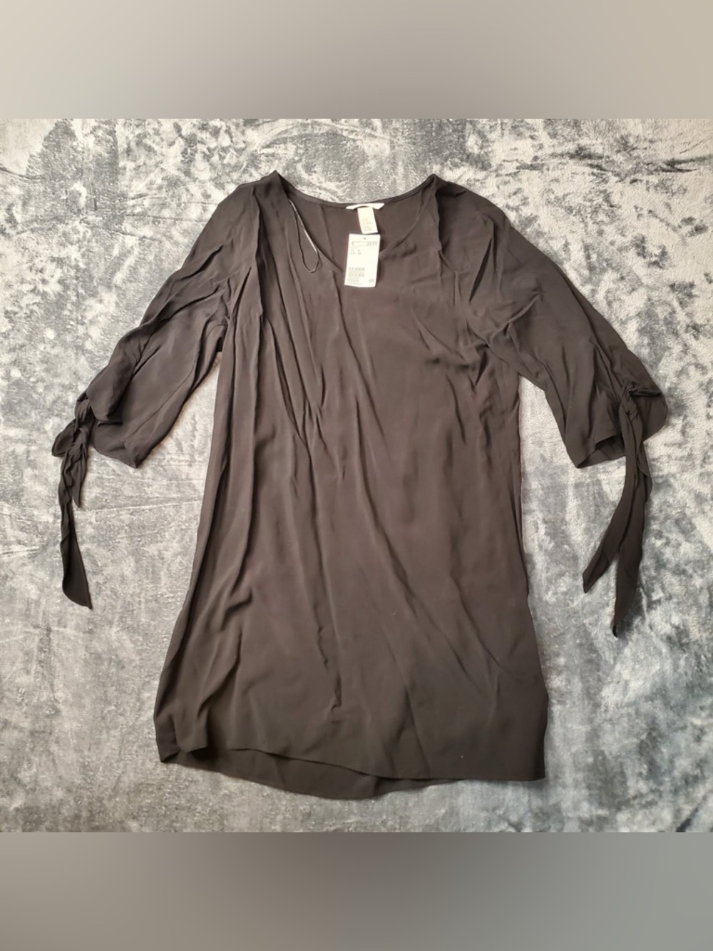 H&M Dark Black Tie-Sleeve Shift Dress